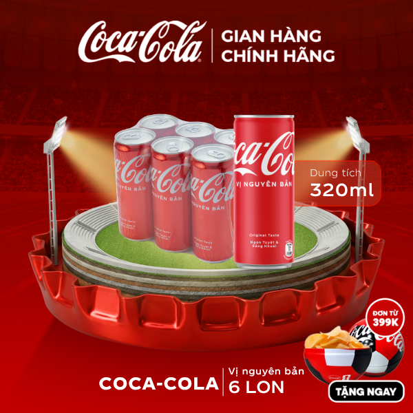 [SIÊU SALE ] Lốc 6 Lon Nước Ngọt Giải Khát Coca-Cola Vị Nguyên Bản Original 320m/Lon Sale 25.06 Coca-Cola Chính Hãng_LD