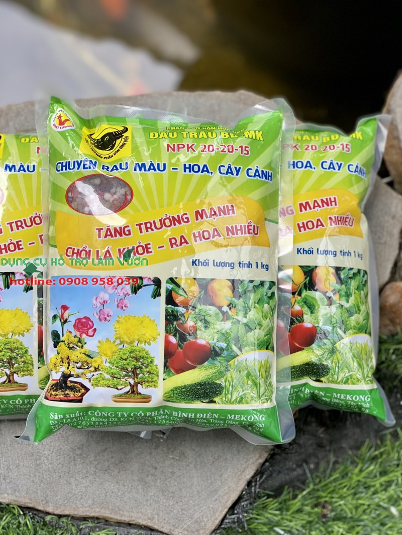 Phân NPK 20-20-15 gói 1kg bình điền, phân bón cho cây cảnh