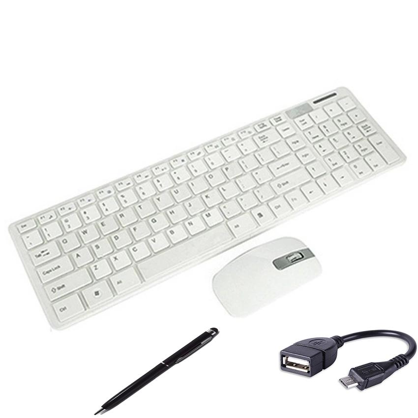 [HCM]Bộ Bàn phím và chuột không dây KGR + Tặng 1 cáp OTG + 1 bút cảm ứng (Trắng)