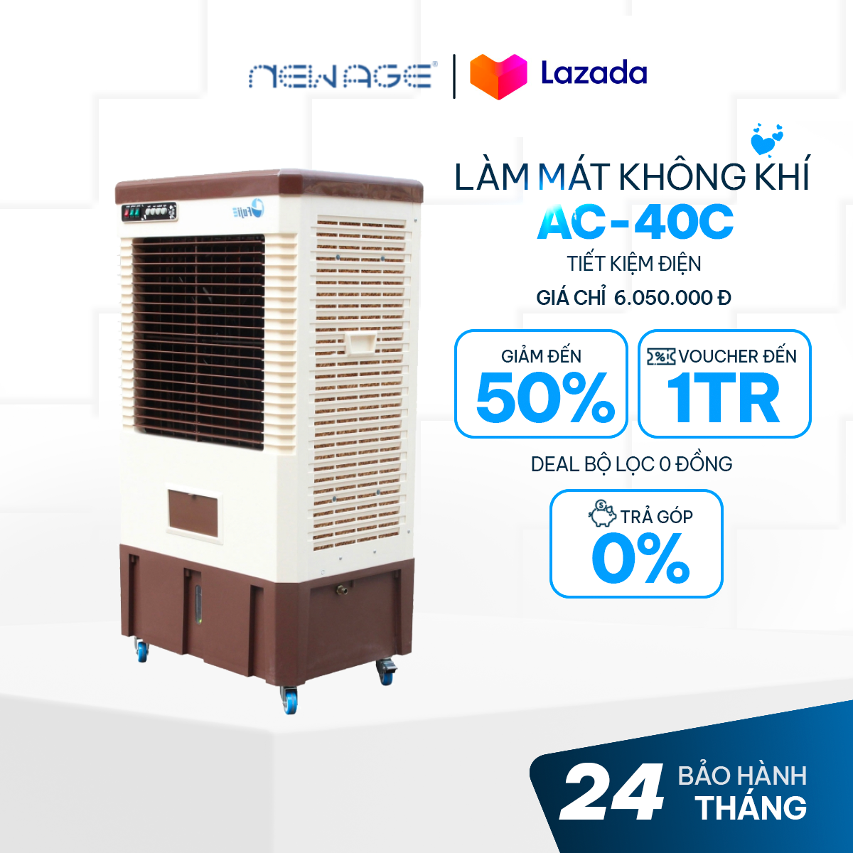 Quạt điều hòa Fujie AC-40C nhập khẩu chính hãng làm lạnh nhanh diện tích phòng 20-35m2, bảo hành chính hãng 24 tháng