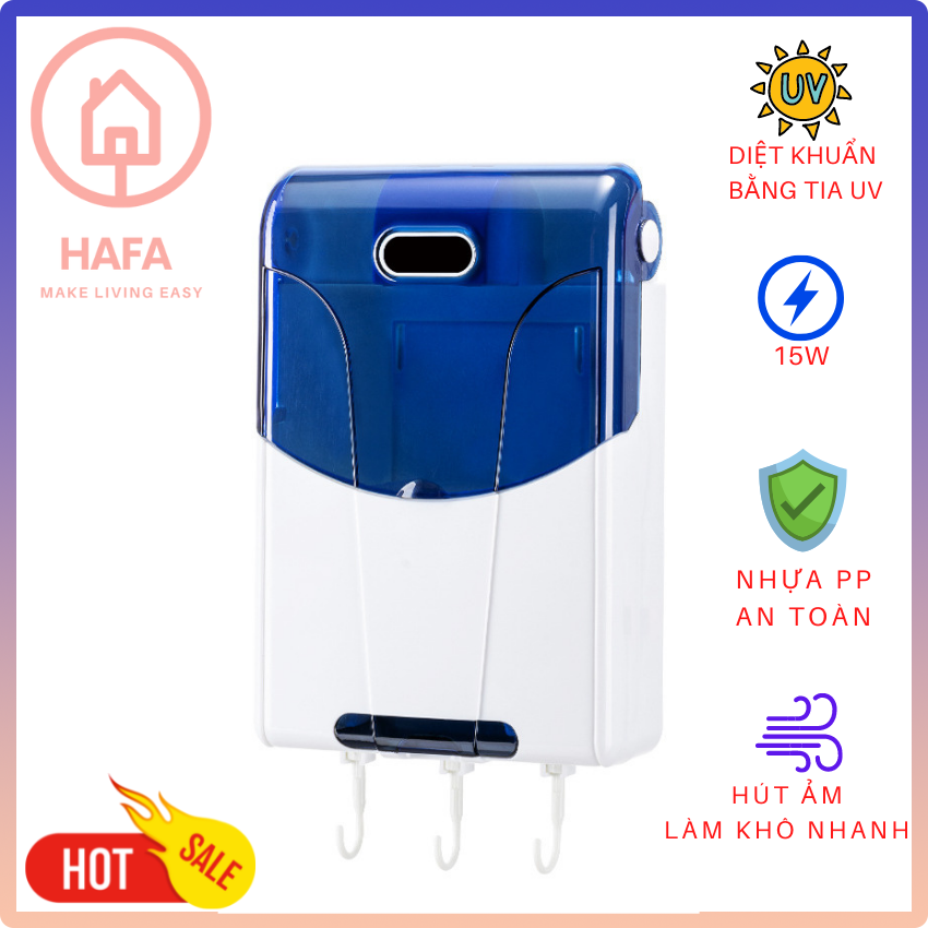 Máy sấy và khử khuẩn đũa thìa treo tường bằng tia uv - model sh16 - tránh ẩm mốc - tích hợp hút ẩm - hafa