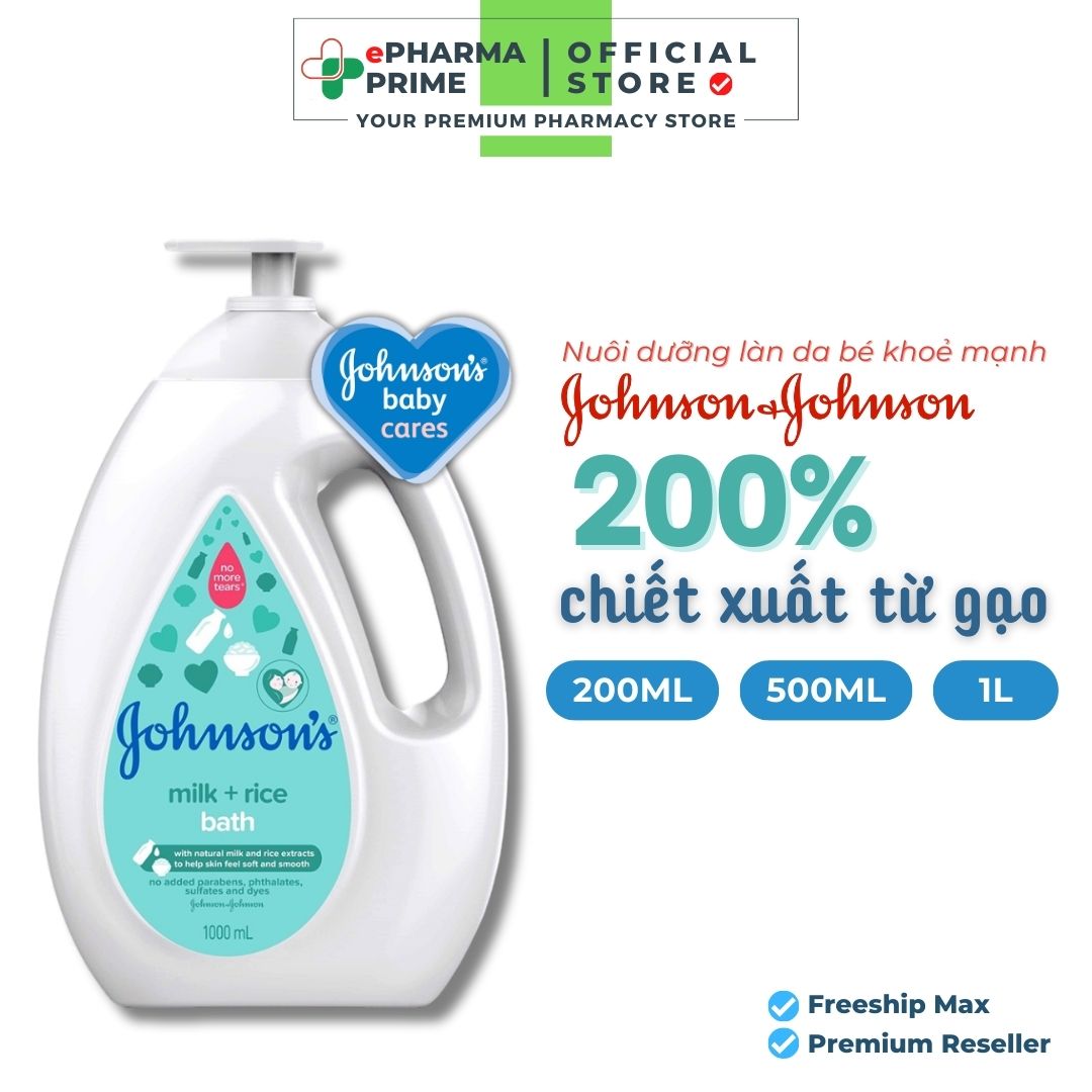 Sữa tắm Johnson's Milk Rice Bath chiết xuất sữa gạo dưỡng ẩm da mềm mại
