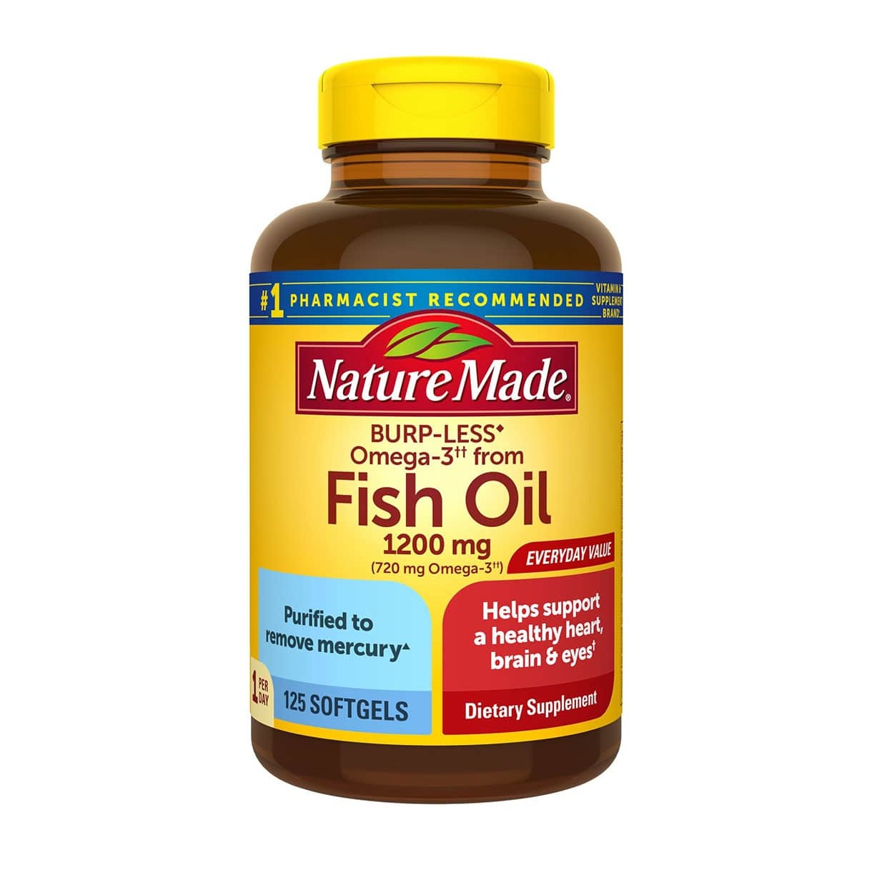 Dầu cá fish oil bổ mắt tim mạch nature made fish oil 1200mg 125v