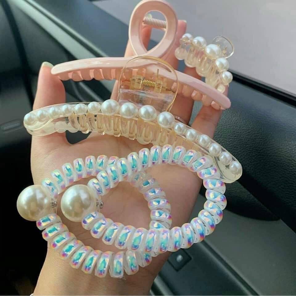 Set kẹp tóc, chun tóc 5 món hàn quốc sang chảnh-giadungnhaxinh