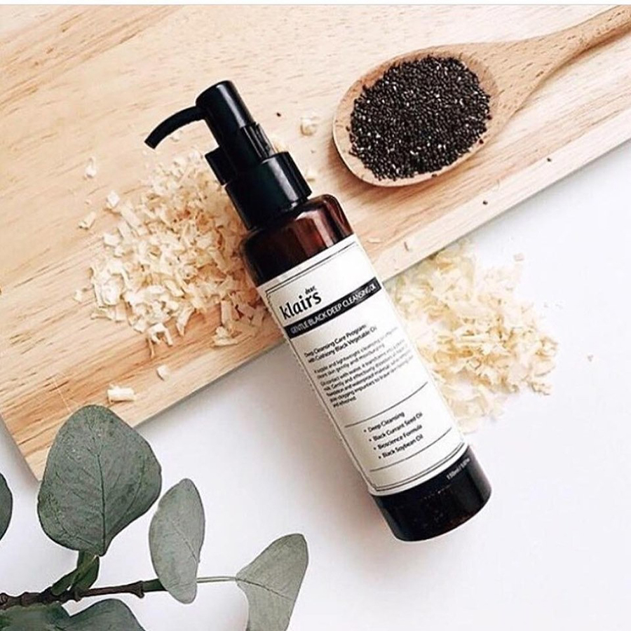 Bộ 2 sản phẩm làm sạch và cấp ẩm tức thời cho da klairs gentle black deep cleansing oil and Rich Moist Soothing cream Full size