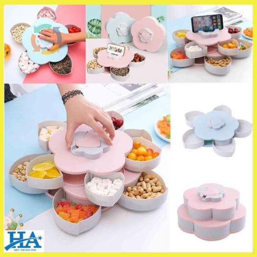 Khay Mứt 2 Tầng 10 Cánh Xoay có ngăn trên để điện thoại