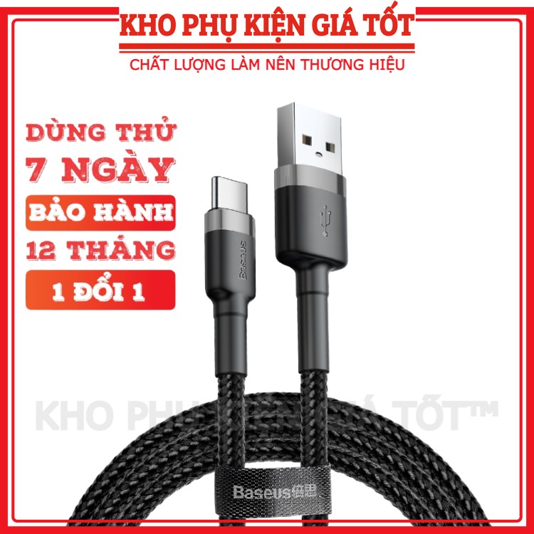 Cáp sạc nhanh, truyền dữ liệu tốc độ cao Baseus Cafule Type C cho Samsung S8/S9/ Note8/ Note9/ Xiaomi/ Huawei/ Oppo/Nokia