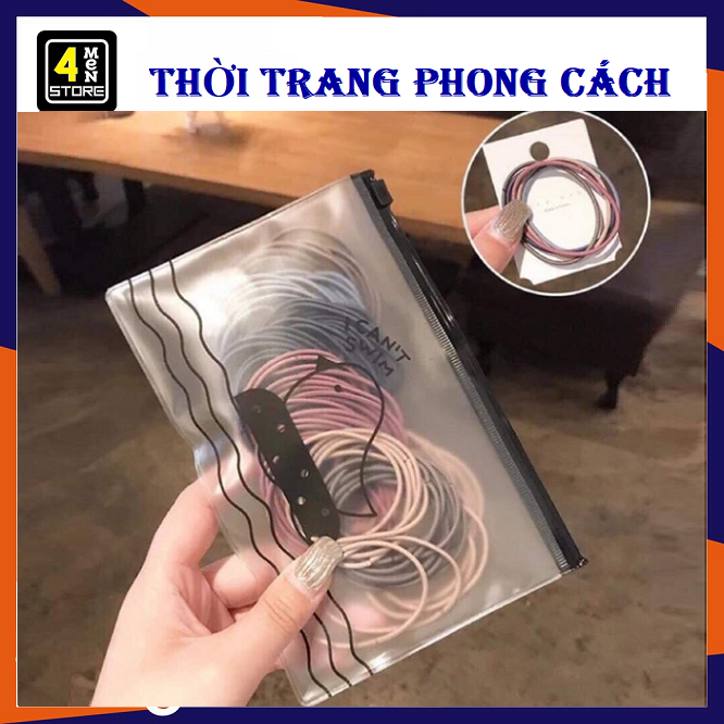 Set 100 Dây Thun Cột Tóc Mix Nhiều Màu Loại Lớn - Túi 100 dây Chun cột tóc co giãn Loại Lớn thời trang Hàn Quốc