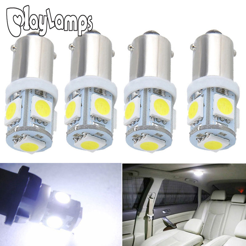4 Bóng Đèn LED Đọc Sách Nội Thất 24V BA9S 5 SMD 5050 LED 5SMD 6523 1895 T4W, Siêu Trắng DC24V