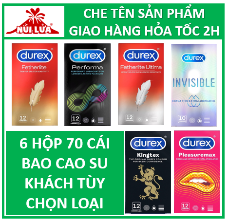 Combo 6 Hộp 70 Bao Cao Su Durex (Performa, Kingtex, Invisible, Pleasuremax, Ultima, Fertherlite) tuỳ Khách chọn