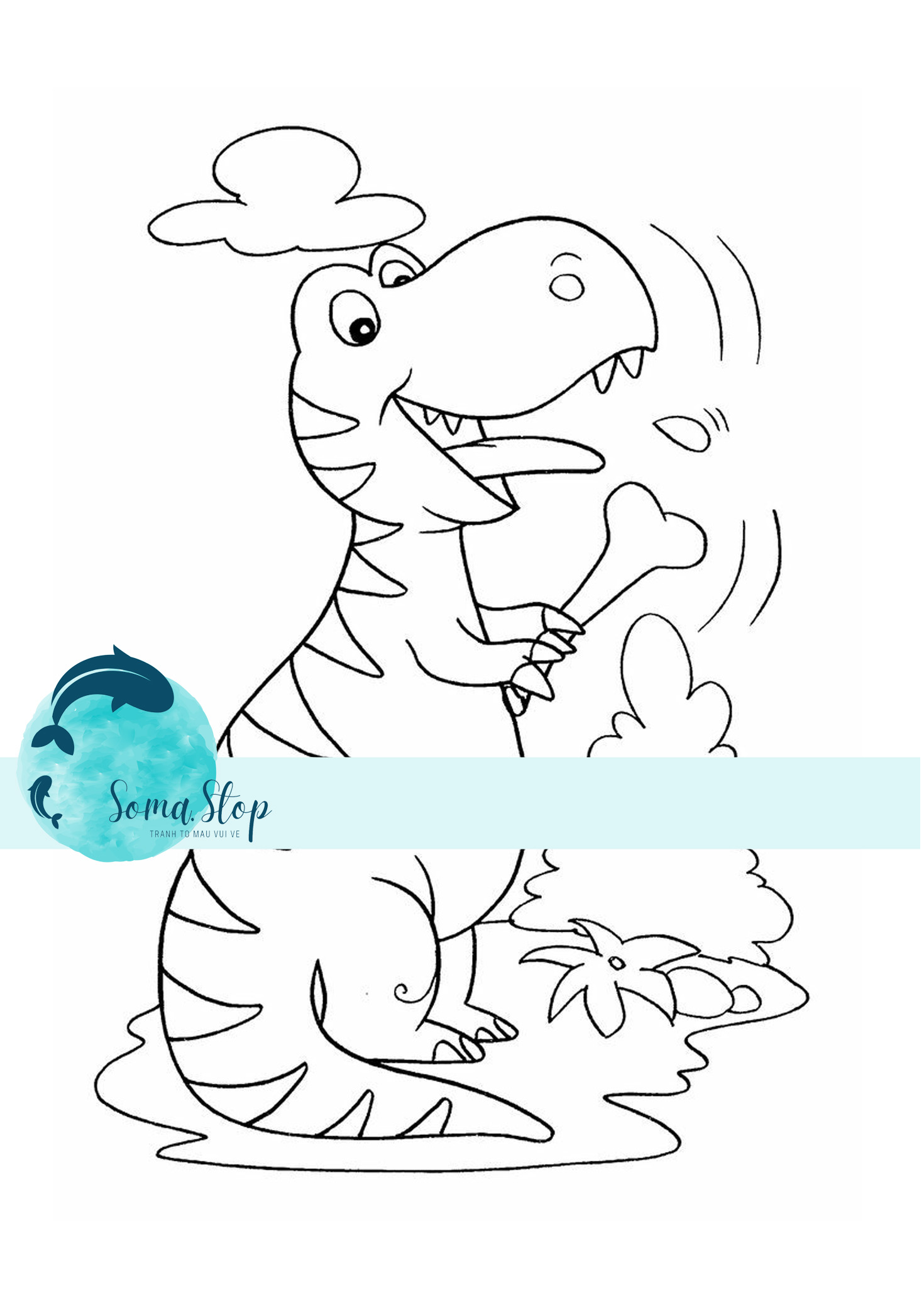 [ Xả Kho] Bộ 50 Tranh tô màu tkhủng long cho bé tập tô sáng tạo . Luyện kỹ năng cầm bút. khổ A4