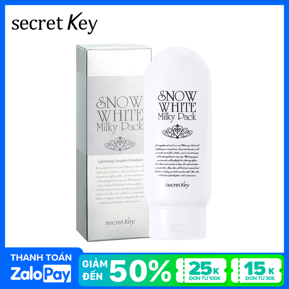 Kem tắm trắng body Secret Key Snow White Milky Pack 200g