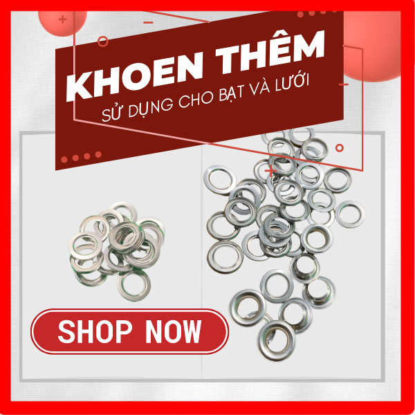Khoen nhôm đóng bằng máy _ gắn thêm trên bạt / lưới