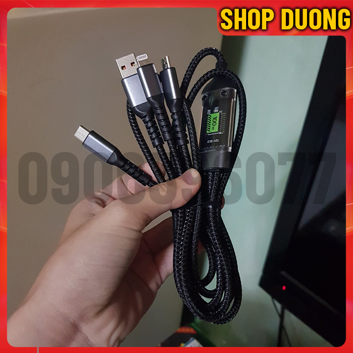 Cáp dây sạc đa năng sạc nhiều đầu cáp 3 đầu sạc nhanh 100w - shop dương