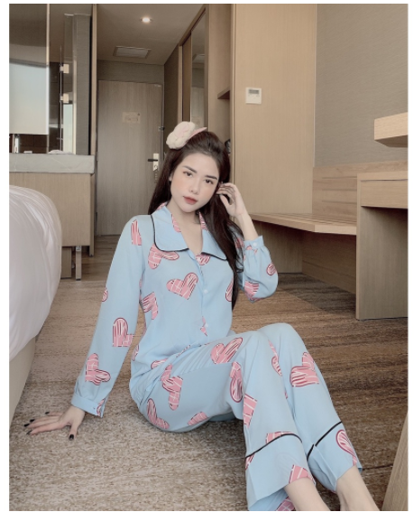 Bộ ngủ dài tay pijama nữ chất mango cao cấp dễ thương cho bạn gái