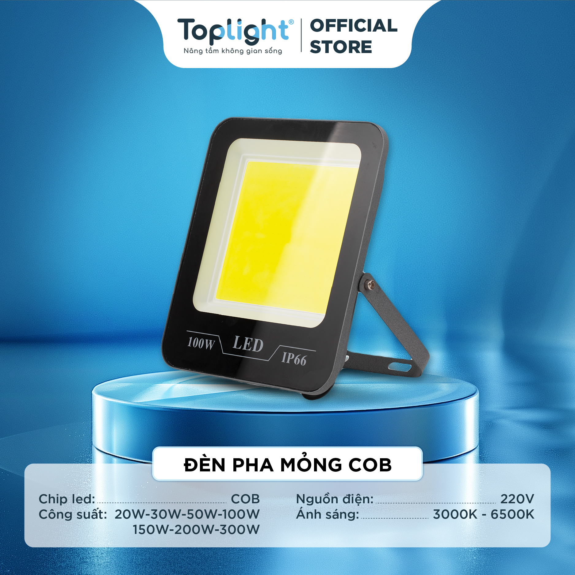 ĐÈN PHA LED TOPLIGHT SIÊU MỎNG SIÊU SÁNG 20W-100W