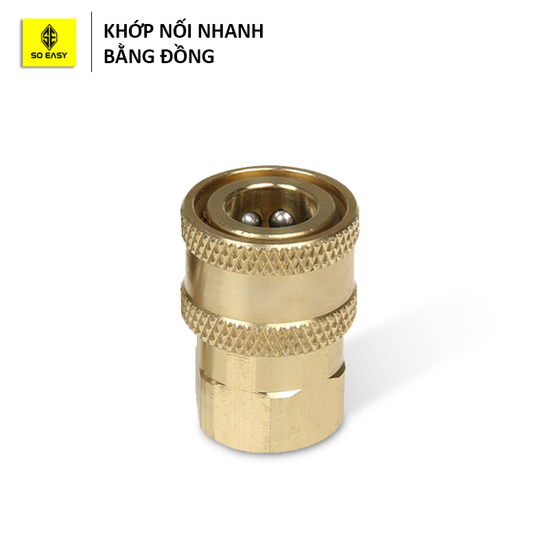 Đầu nối nhanh bằng đồng,So Easy khớp nối nhanh béc vòi xịt rửa của máy rửa xe áp lực cao, đầu cái nối nhanh ¼, ren nối vòi 14mm C0004-22