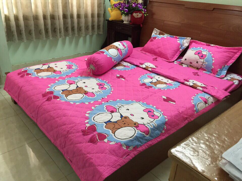 Set chăn drap gối Hello Kitty 1m8x2m nhiều mẫu