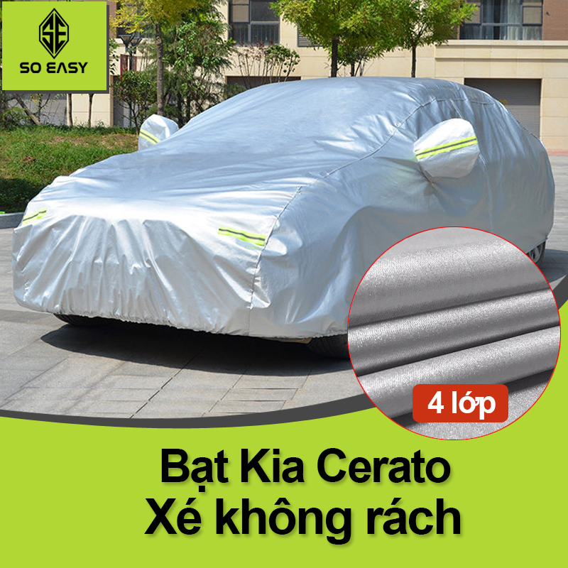 [ KIA CENRATO ] Bạt Phủ xe Kia cenrato , Bạt phủ xe hơi - áo trùm che phủ xe hơi nhôm bạc 4 chỗ đến 7 chỗ, 2 lớp chống nóng mưa xước sơn vân 4D (BPX) - Xám