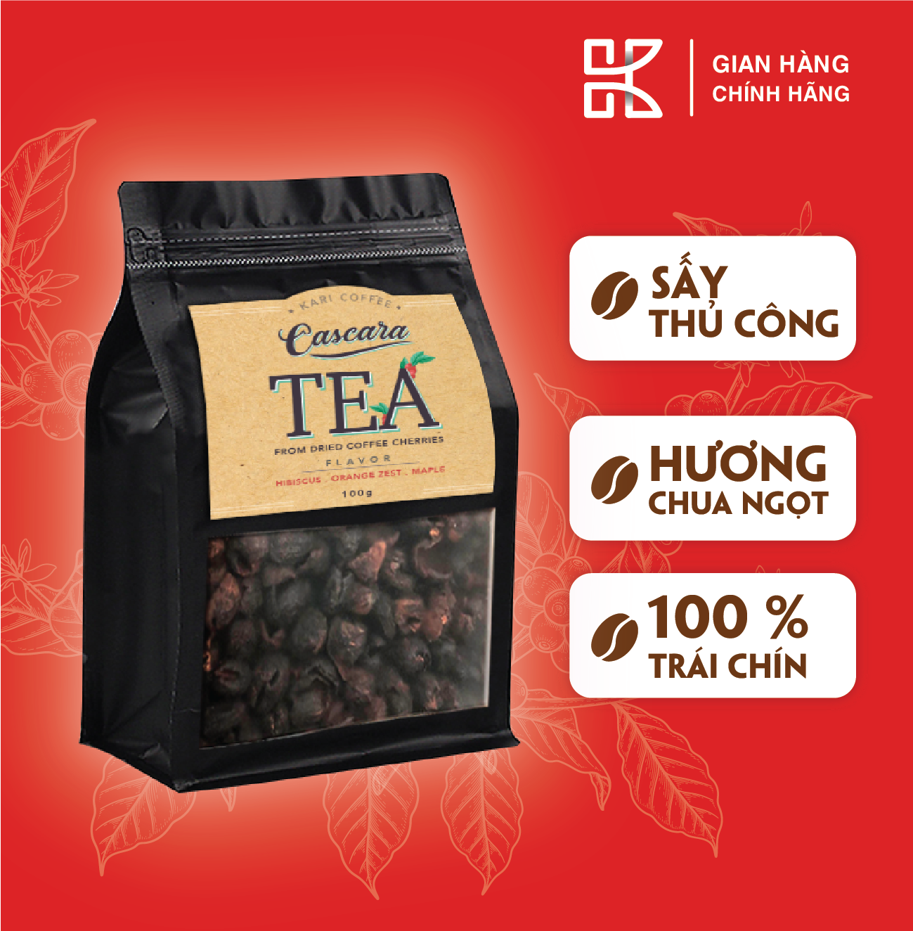 Trà Cascara KARI Vỏ Cà Phê ARABICA Hảo Hạng Giúp Tỉnh Táo Chậm Lão Hoá – Coffee Cherry Tea KARÍ