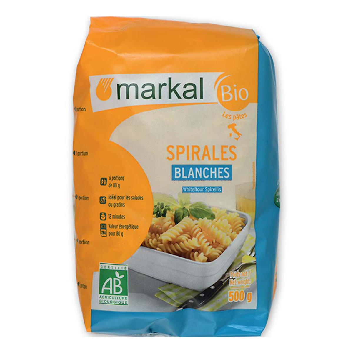 Mì xoắn trắng hữu cơ Markal 500g