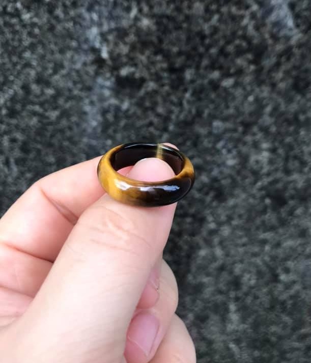 [HCM]NHẪN TRƠN ĐÁ MẮT HỔ MẪU BẢN NHỎ