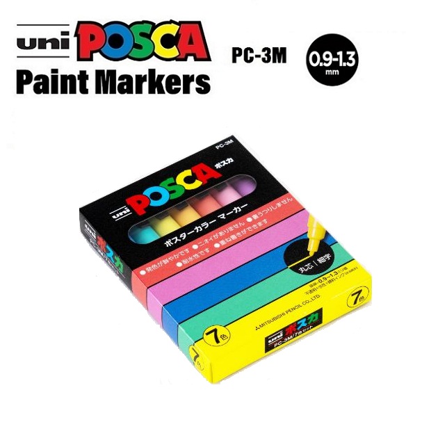Set bút vẽ trên nhiều chất liệu Uni Posca Paint Marker PC-3M màu mực ra đều và liên tục không bị lem giấy nét bút thanh mảnh