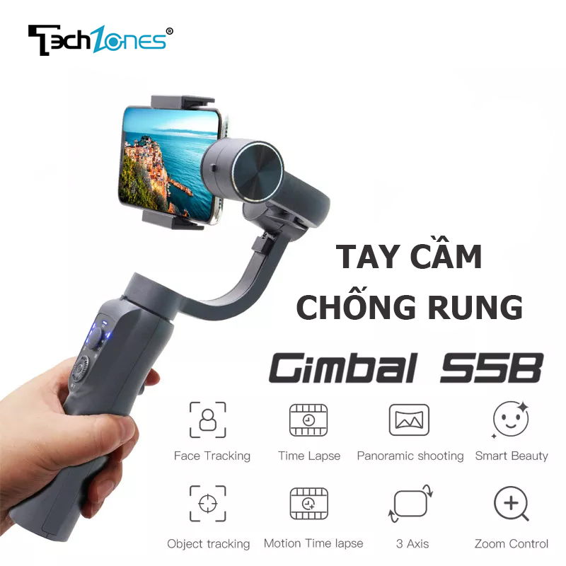 Tay cầm chống rung Gimbal S5B - Gimbal chống rung cho điện thoại 3 Trục Quay Video Chuyển Động Cho Livestreamer , Youtobe. Tiktok, Facebook, Vloger Chuyên Nghiệp Tự Động Quay Chuyển Động Kết Nối App Dễ Dàng.