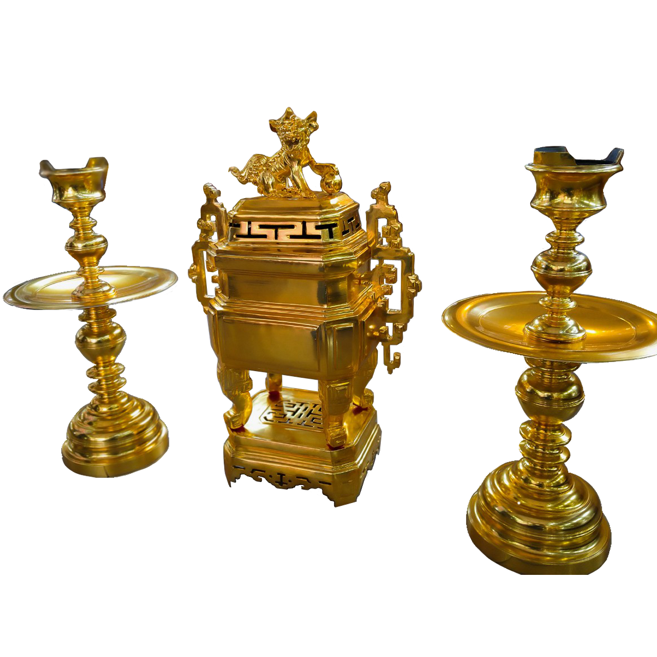 [HCM]Bộ lư đồng tam sự mạ vàng vuông cao 60 ngang 38  Mã SP MVV3 - Đồ Thờ Thắng Duyên Đại Phát.
