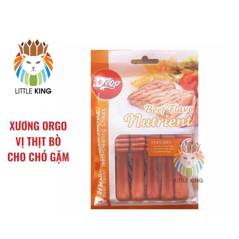 Xương Orgo cho chó 90gr hương vị thịt bò giúp sạch răng, thơm miệng và bổ xung canxi Little King pet shop