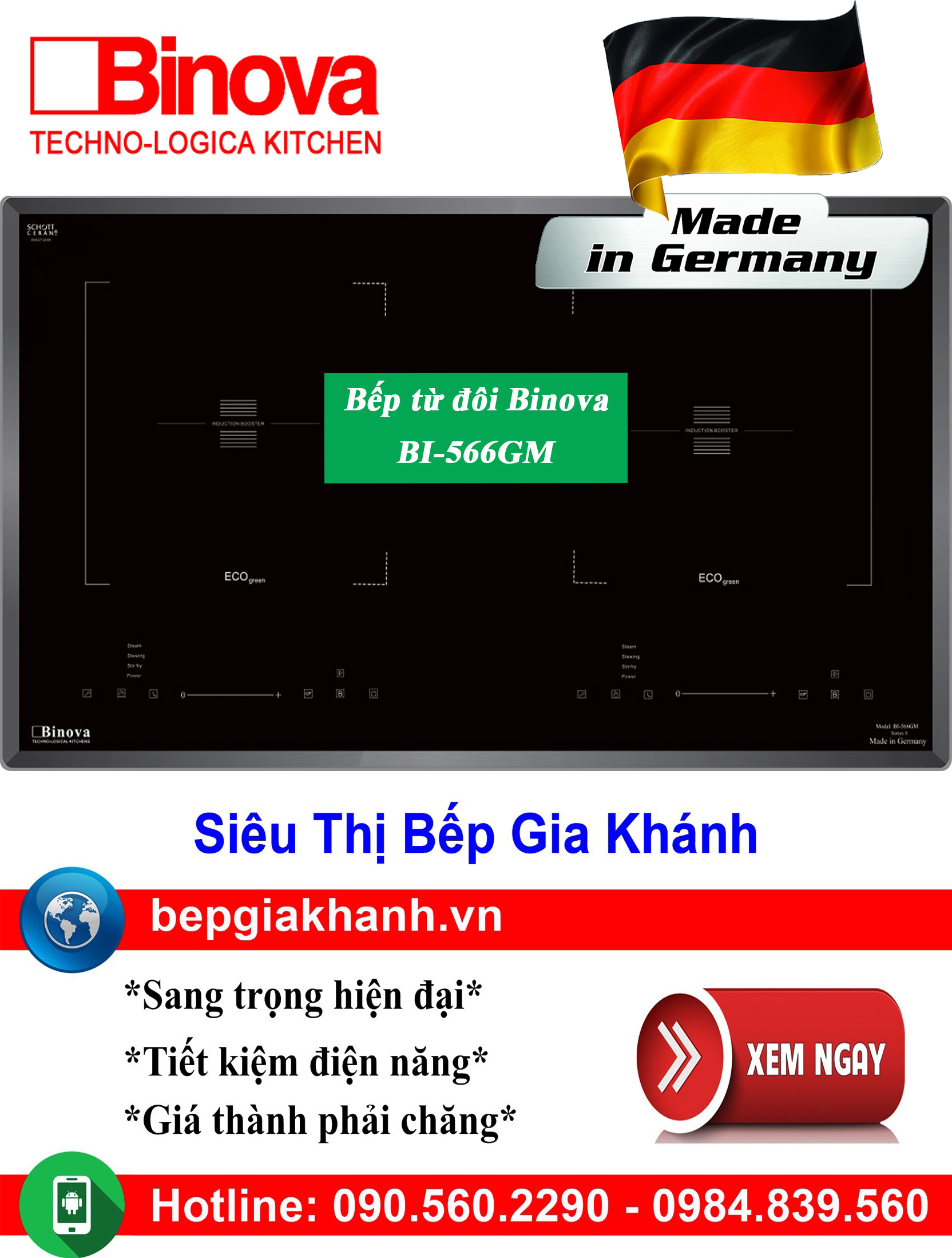 [HCM]Bếp từ đôi Binova BI-566GM nhập khẩu Đức, bếp từ, bếp điện từ, bếp từ đôi, bếp điện từ đôi, bếp từ giá rẻ, bếp điện từ giá rẻ, bếp từ đơn, bep tu don, bep tu