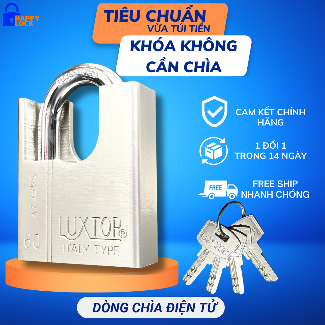 Khoá cửa nhà ruột thau. Chống cắt càng Luxtop loại tốt. Ổ khóa không cần chìa. Khóa cổng nhà và xe chống trộm. Chìa điện tử