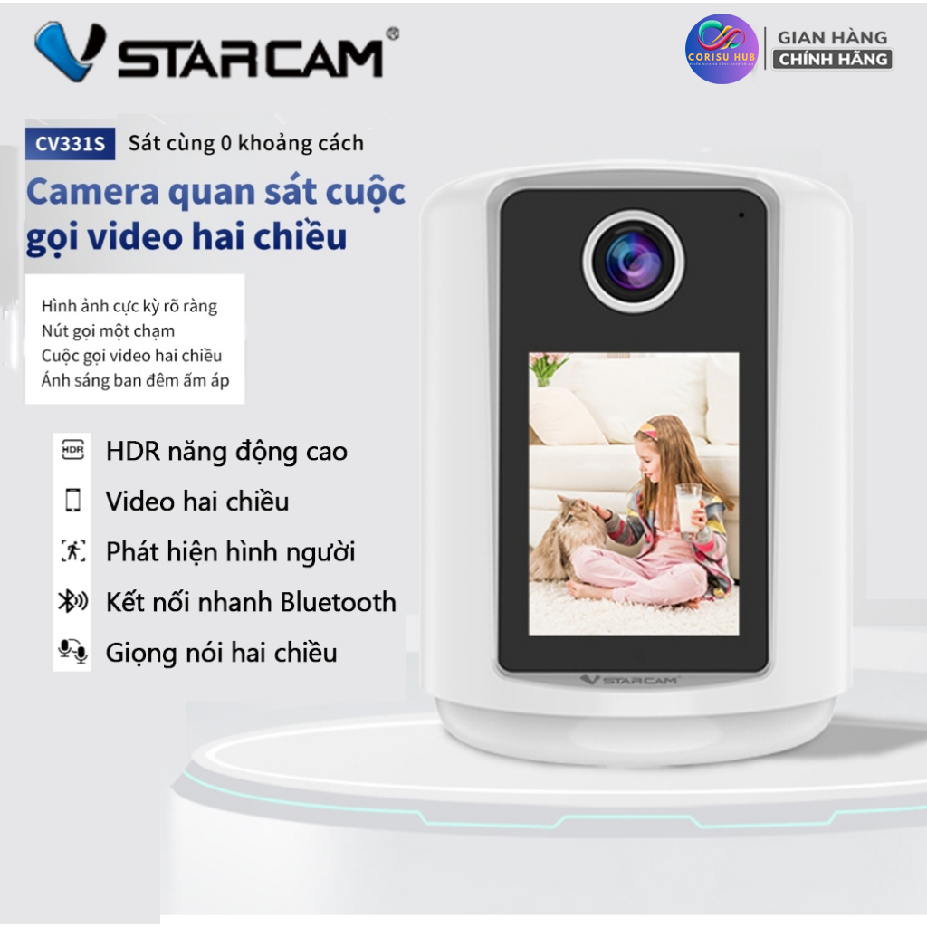 Camera giám sát cuộc gọi video hai chiều CV331S Hình Ảnh Full HD - Hồng Ngoại, Xem Trực Tiếp - Xoay 320° - Tích Hợp Đèn