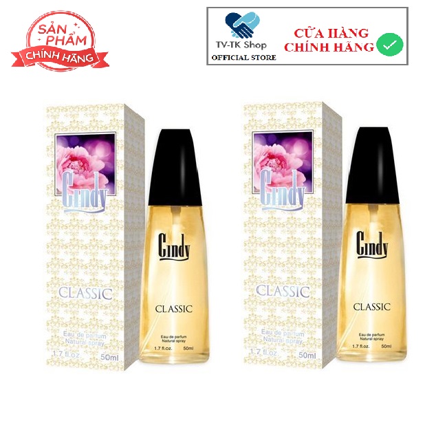 Bộ 2 Chai Nước Hoa Cindy Classic 50ml Tinh Chất Nước Hoa Nhẹ Nhàng Quý Phái Đẳng Cấp  - Mẫu mới