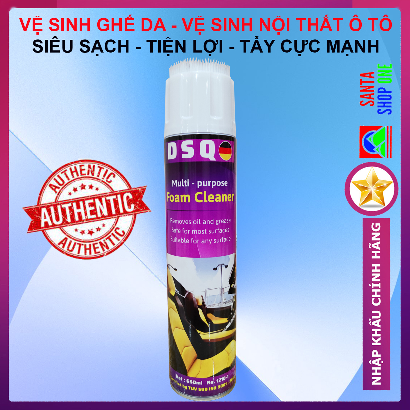 [ Sạch Sâu ] Chai xịt vệ sinh nội thất ô tô, Chất tẩy vệ sinh Sofa, ghế da, Vệ sinh ghế nỉ, ghế vải DSQ foam cleaner