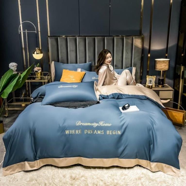Bộ chăn ga gối phi lụa 4 món nhập khẩu đủ bẩy màu đơn sắc siêu xịn