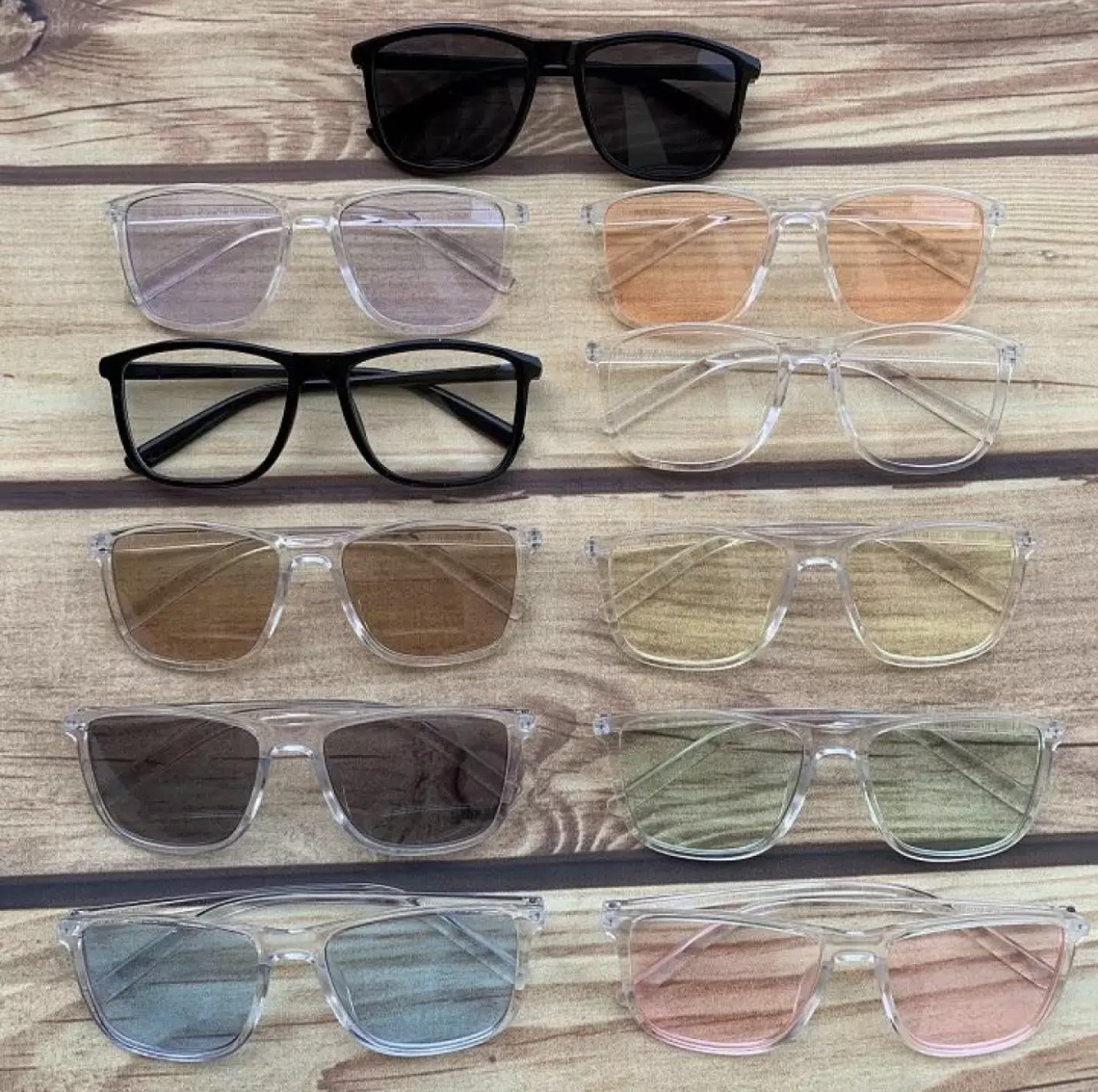 Mắt kính thời trang V gọng kính trong suốt mắt nhiều màu 8185