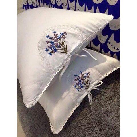 Bộ đôi gối thơm hương lavender - thêu hoa