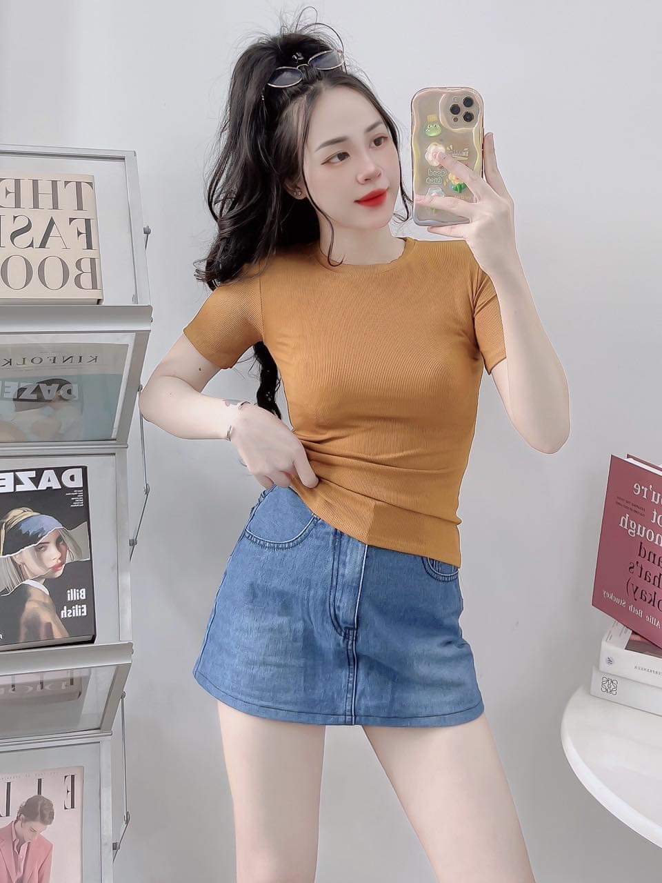 Áo Thun Ôm Body cổ Tròn Ngắn Tay Chất Gân Đẹp Có Size S M L tới 70kg
