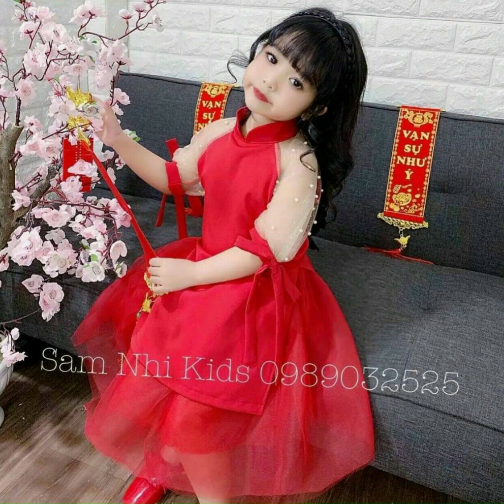 [Hot trend] Áo dài cách tân kết hợp với chân váy cho bé gái chất đẹp.