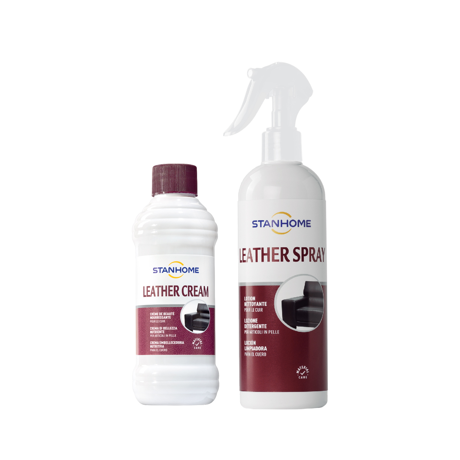 Combo kem dưỡng làm sạch và bảo vệ đồ da stanhome leather spay&leather cream