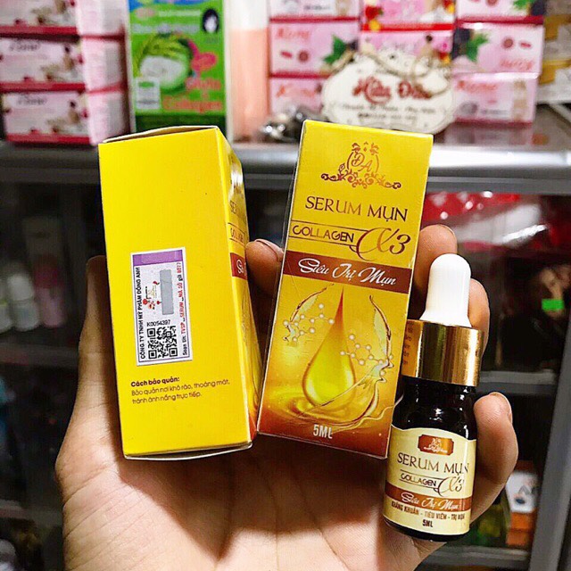 (Hàng chính hãng công ty 100%) Serum mụn collagen X3 Đông Anh (5ml) , sạch mụn, tái tạo, Làm da trắng sáng, mờ vết thâm nám, tàn nhang Duy trì độ ẩm cho da và phục hồi da