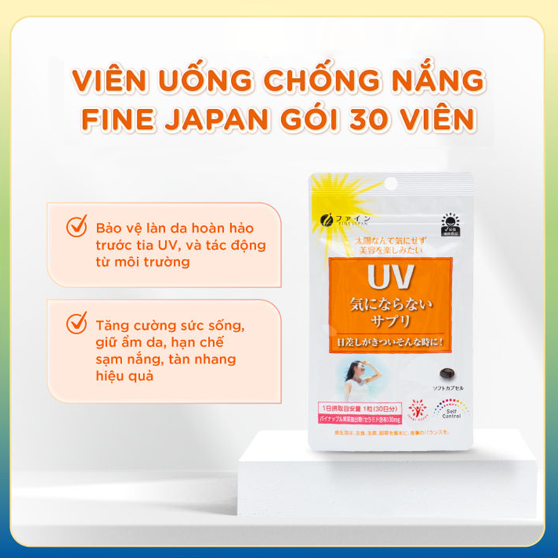 Viên Uống Chống Nắng Fine Japan 30 Viên Giúp Làn Da Tránh Các Tác Hại Từ Tia UV