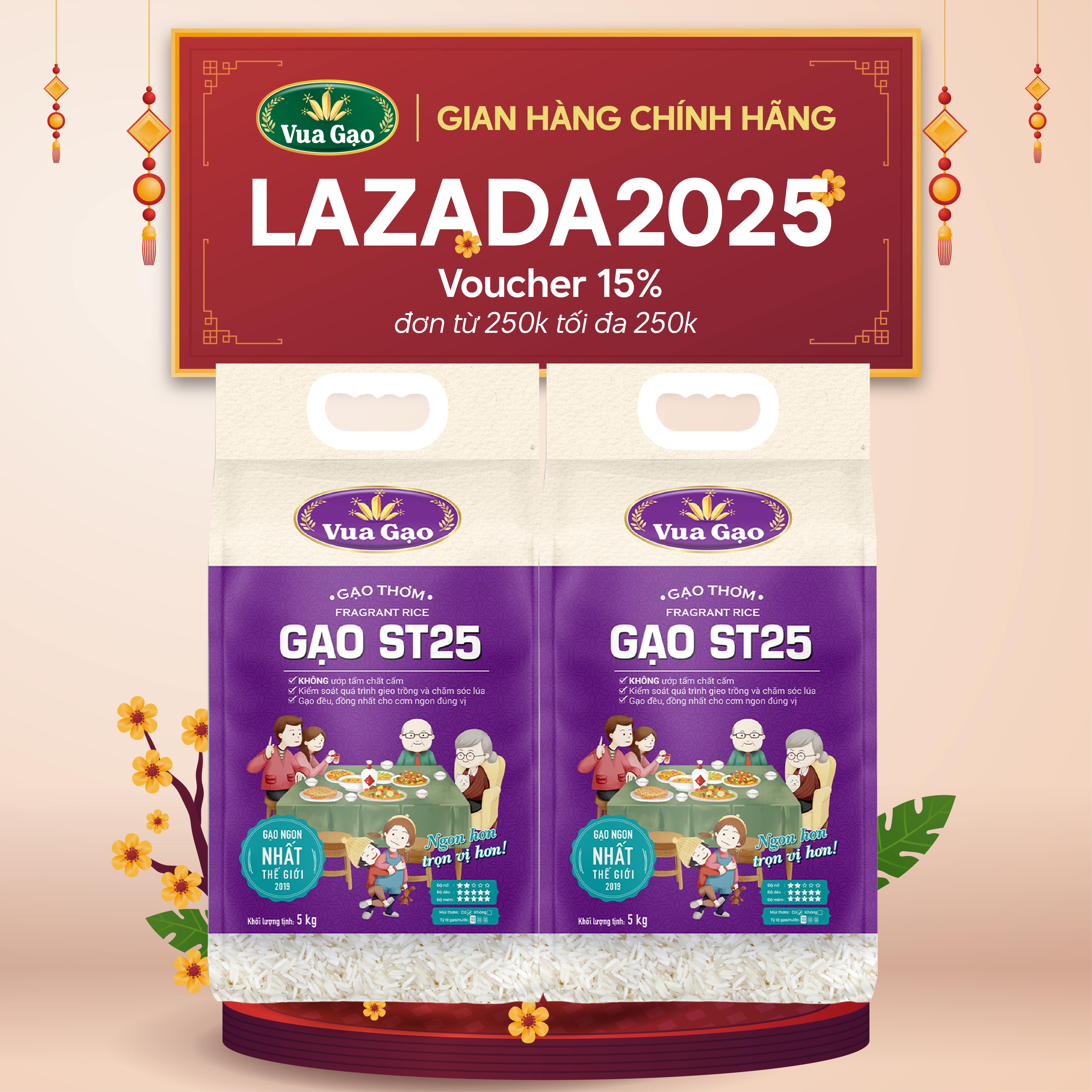 ( Date mới - Hỏa tốc ) Combo 2 Túi Gạo ST25 5kg - Chính Hãng Vua Gạo - Gạo Thơm Ngon, Dẻo Nhiều, Vị Đậm Đà - Top 1 Thế Giới 2019