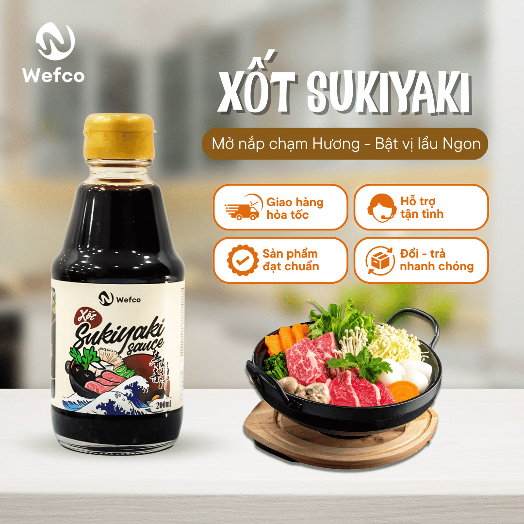 Xốt Sukiyaki Wefco Pha Nước Lẩu Nước Hầm Thịt Chai 200ml