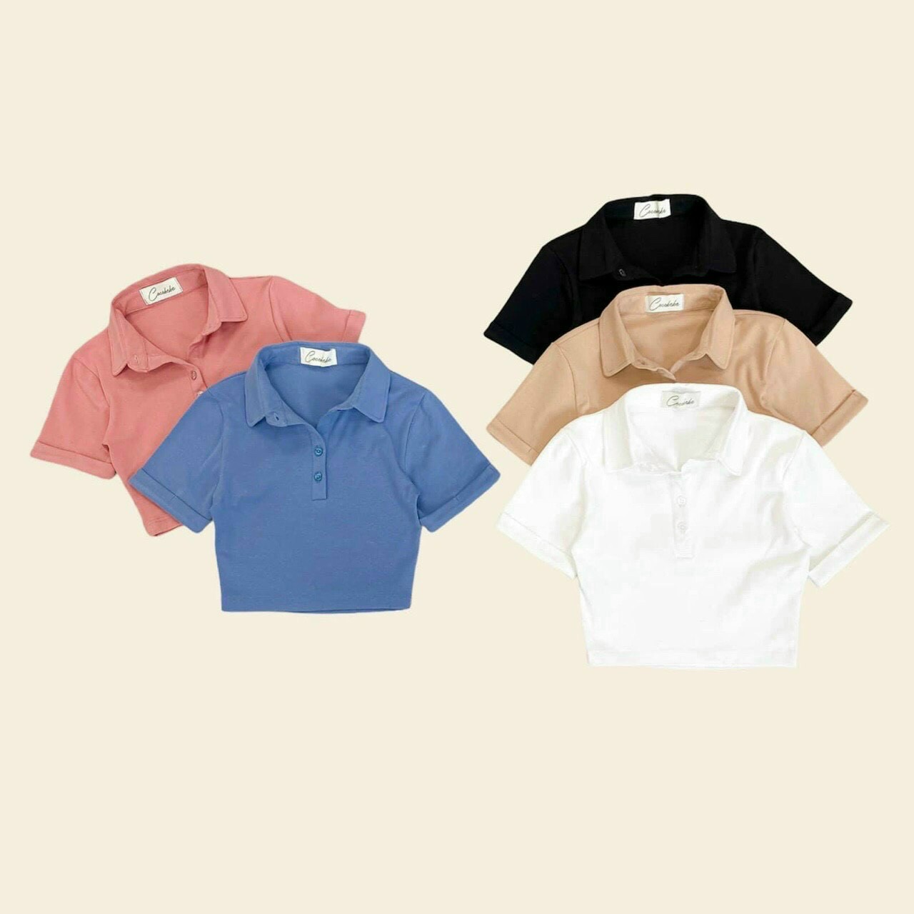 Áo croptop nữ cổ sơ mi cực thời trang trẻ trung hot