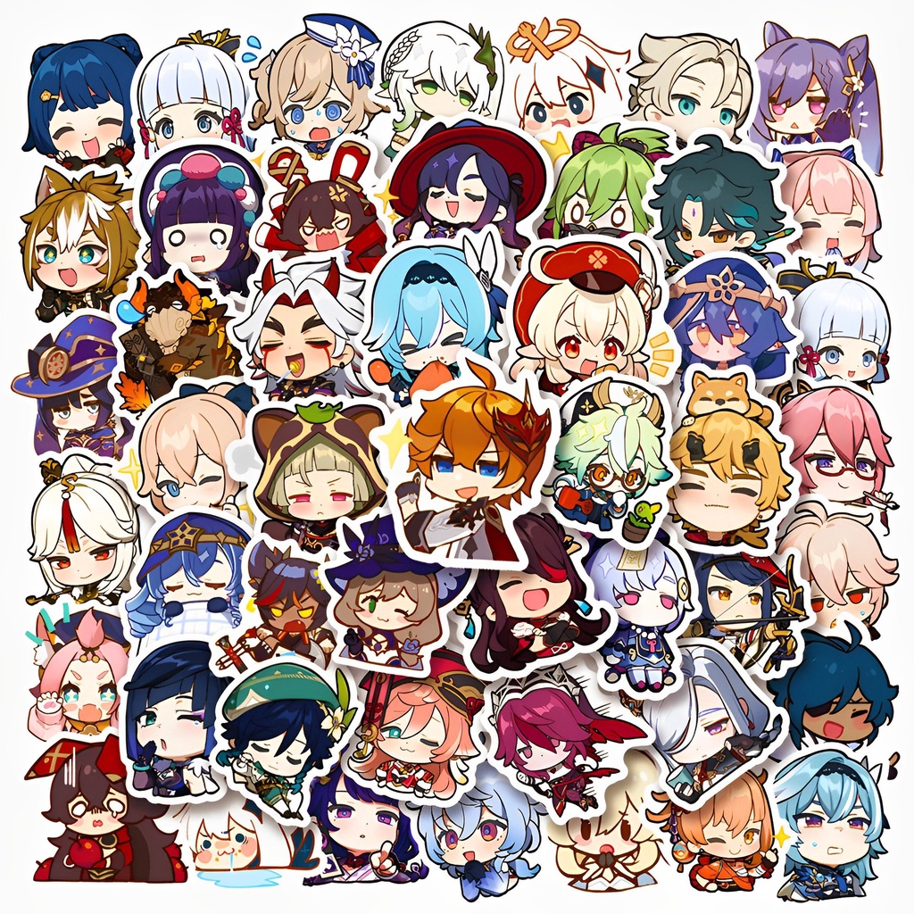 Set 50 sticker hình dán decal Genshin Impact chống thấm nước - A005