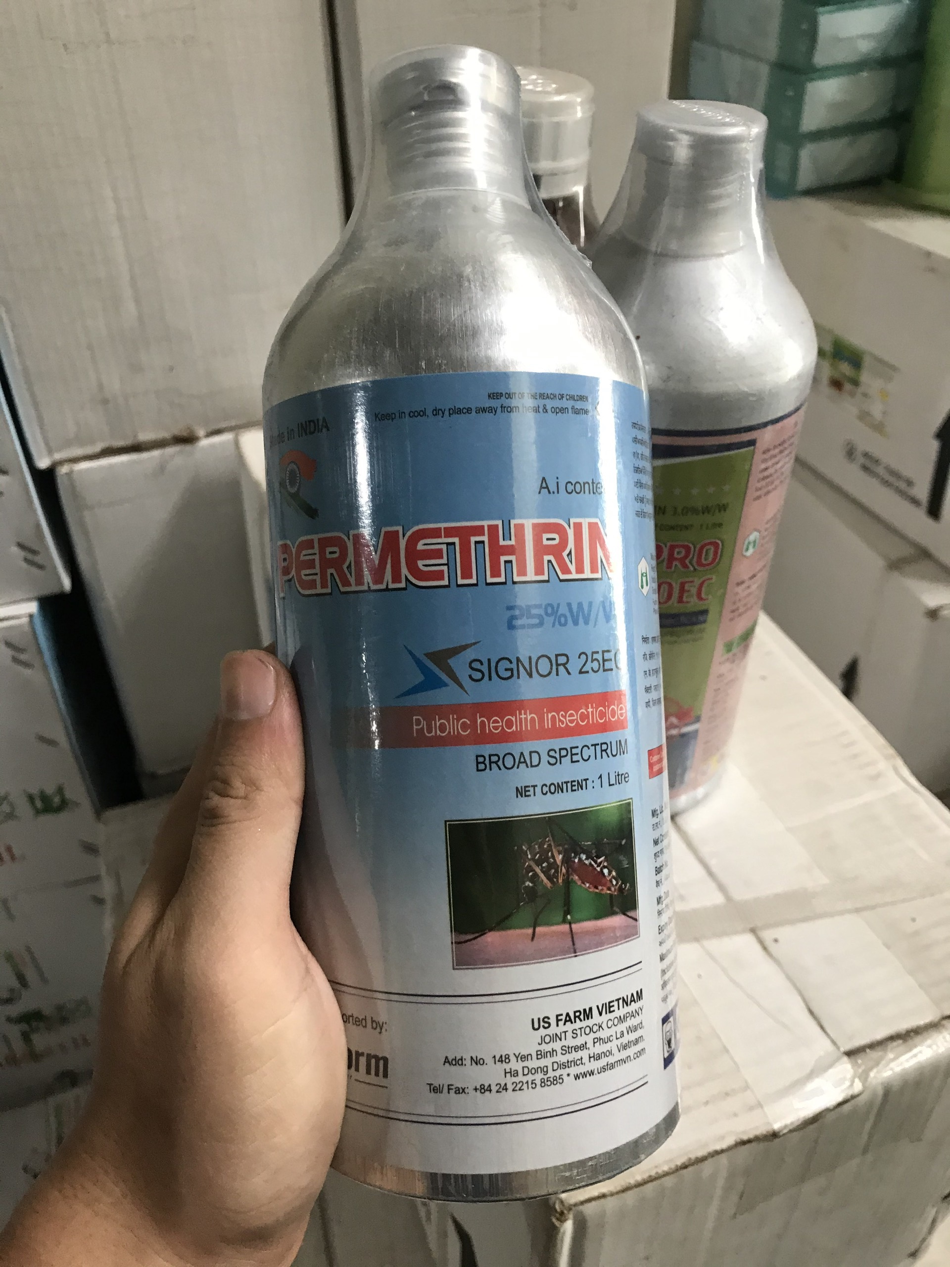 Thuốc xịt muỗi y tế Permethrin chai 1000ml nhập khẩu Ấn Độ - chai nhôm - diệt côn trùng muỗi kiến gián mối cực mạnh