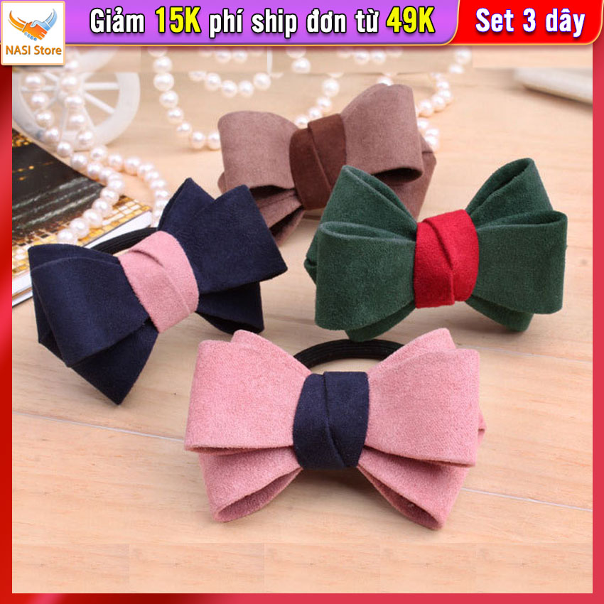 Dây buộc tóc nữ thắt nơ cao cấp [Set 3 dây] NASI Store dễ thương phong cách hàn quốc thun cột tóc nữ bền đẹp phụ kiện tóc giao ngẫu nhiên