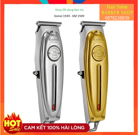Tông Đơ Cắt Tóc Bấm Viền, Chấn Viền Kemei 1949 - Đã Mài Chuốt Lưỡi - Bản Kỉ Niệm 70 Năm Của Kemei - Bảo Hành 6 Tháng Màu Trắng
